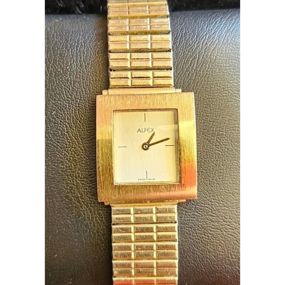 Gorgeous Alfex Swiss Unisex Watch Refurbished Vintage Expansion Band Gold Tone